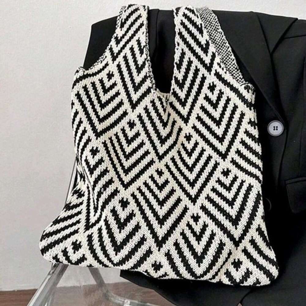 Boho Patterned Woven Tote Bag - image 4